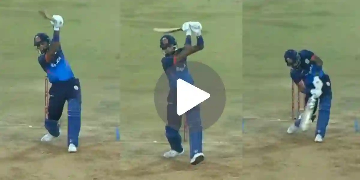 [Watch] 6,6,6,6, 4 -  Hardik Pandya Humbles CSK's New Star With A 29-Run Over In SMAT